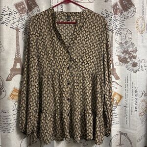 SHEIN PEPLUM Patterned Long Sleeve Blouse